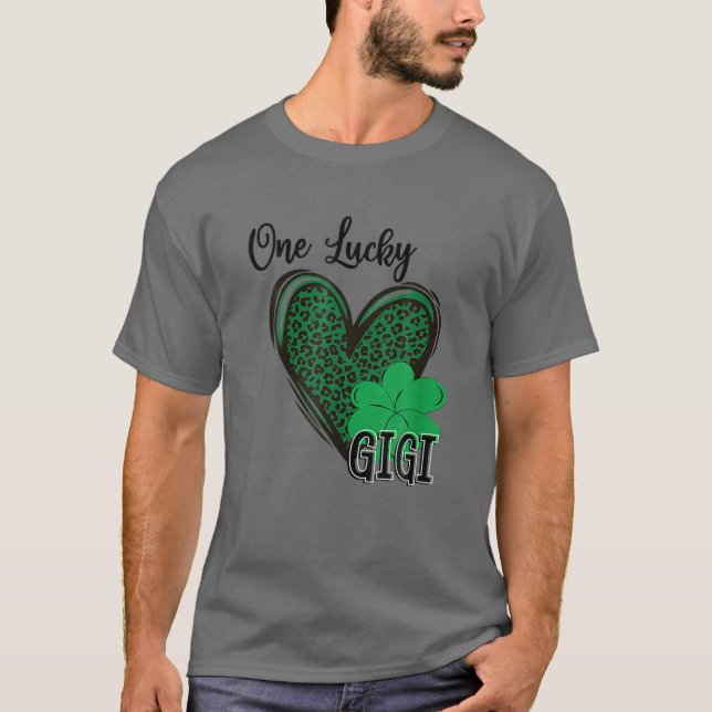 T-shirt One Lucky Gigi Leopard Heart St Patrick’S Day (Devant)