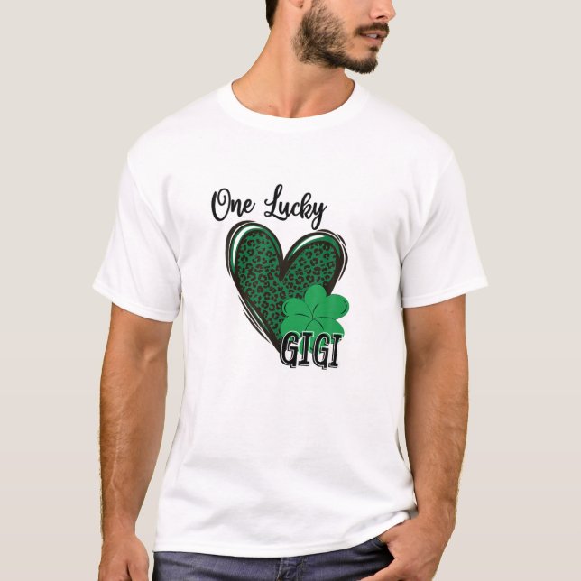 T-shirt One Lucky Gigi Leopard Heart St Patrick’S Day (Devant)