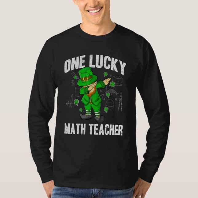 T-shirt One Lucky Math Teacher St Patricks Day Dabbing Lep (Devant)