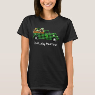 T-shirt One Lucky Meemaw Green Plaid Truck Shamrocks St Pa