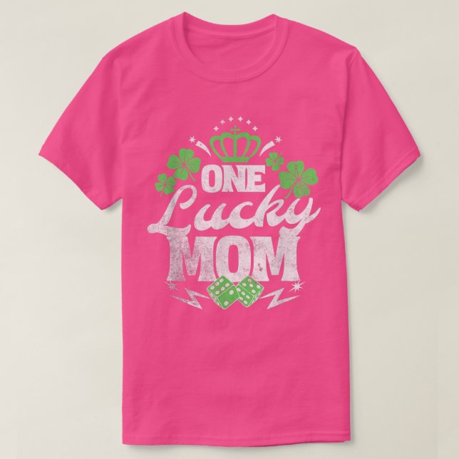 T-shirt One Lucky Mom Jour de la Saint Patrick Cadeau Vint (Design devant)