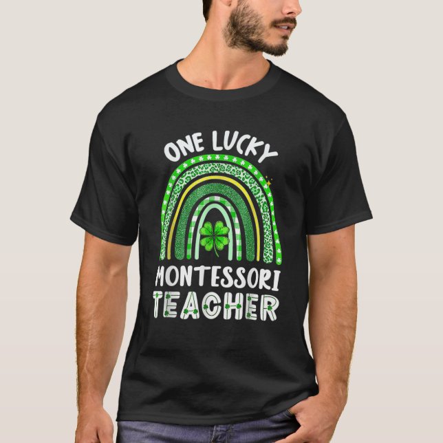 T-shirt One_Lucky Montessori Enseignant Rainbow St Patrick (Devant)