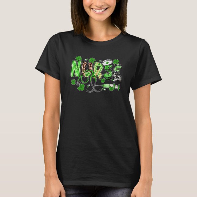 T-shirt One Lucky Nurse ICU RN Retro Groovy Patrick's Day  (Devant)
