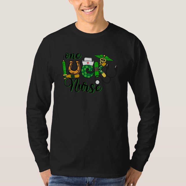 T-shirt One Lucky Nurse Shamrock Stethoscope St Patricks D (Devant)
