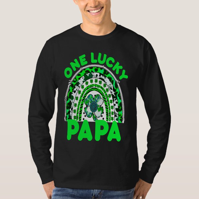 T-shirt One Lucky Papa Good Luck Green Rainbow Shamrock Le (Devant)
