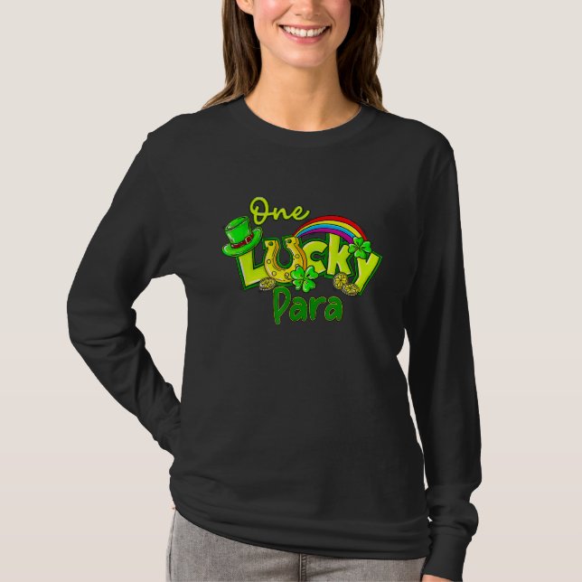 T-shirt One Lucky Para St Patricks Day Shamrock Paraprofes (Devant)