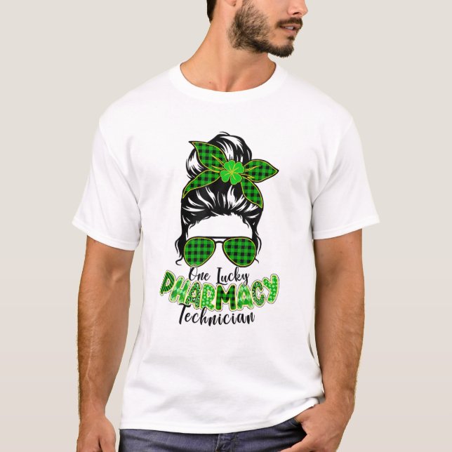 T-shirt One Lucky Pharmacy Technician St Patrick (Devant)