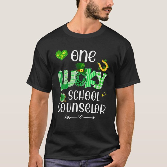T-shirt One Lucky School Counselor Shamrock Teacher St Pat (Devant)
