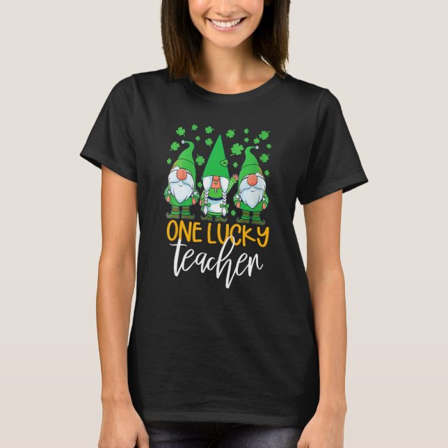 T-shirt One Lucky Teacher Gnomies St Patrick's Day Gnome S (Devant)