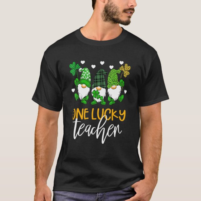 T-shirt One Lucky Teacher Gnomies St Patrick's Day Gnome S (Devant)