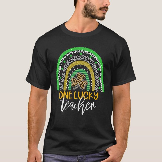 T-shirt One Lucky Teacher Rainbow School St Patrick’S Day (Devant)