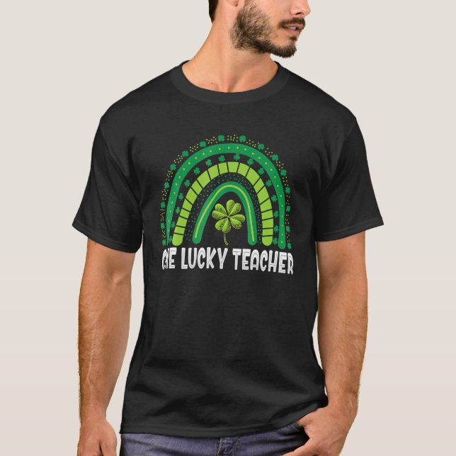 T-shirt One Lucky Teacher Rainbow St Patrick’S Day (Devant)