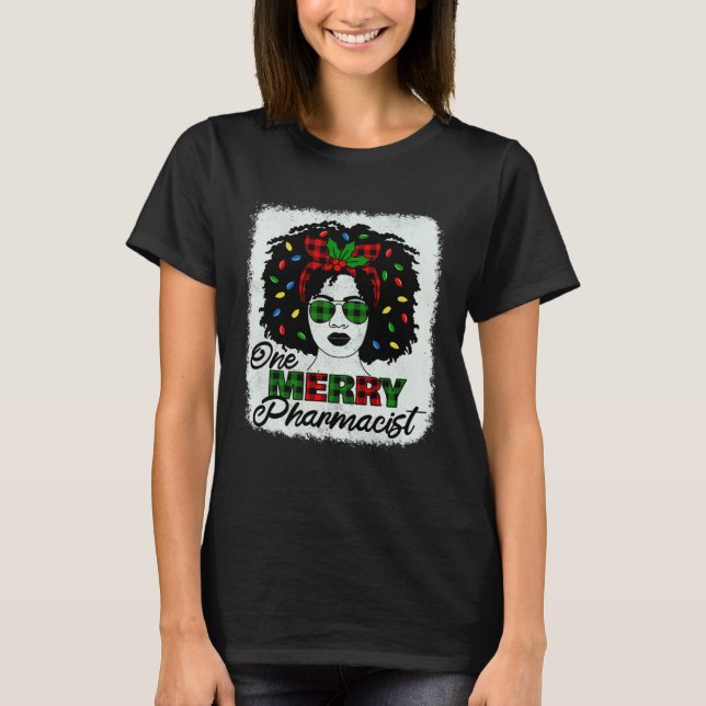 T-shirt One Merry Pharmacist Afro African American Christm (Devant)