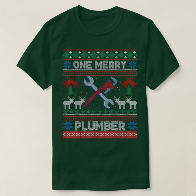 T-shirt One Merry Plumber Plumbing Ugly Christmas Sweater  (Design devant)