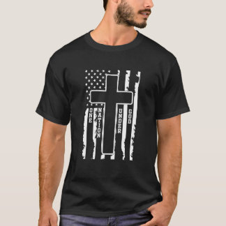 T-shirt One Nation Under God Cross & American Flag