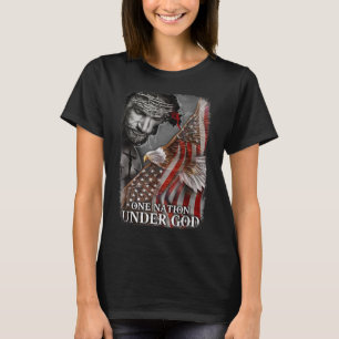 T-shirt One Nation under God Jesus Christian Eagle America