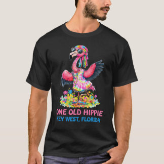 T-shirt One Old Hippie Groovy Tie Dye Flamingo Key West 