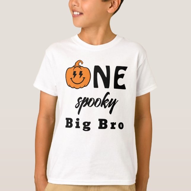 T-shirt One Spooky Big Bro Halloween Matching Family (Devant)