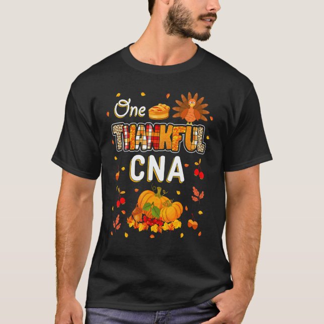 T-shirt One Thankful CNA Fall Leaves Autumn CNA Thanksgivi (Devant)