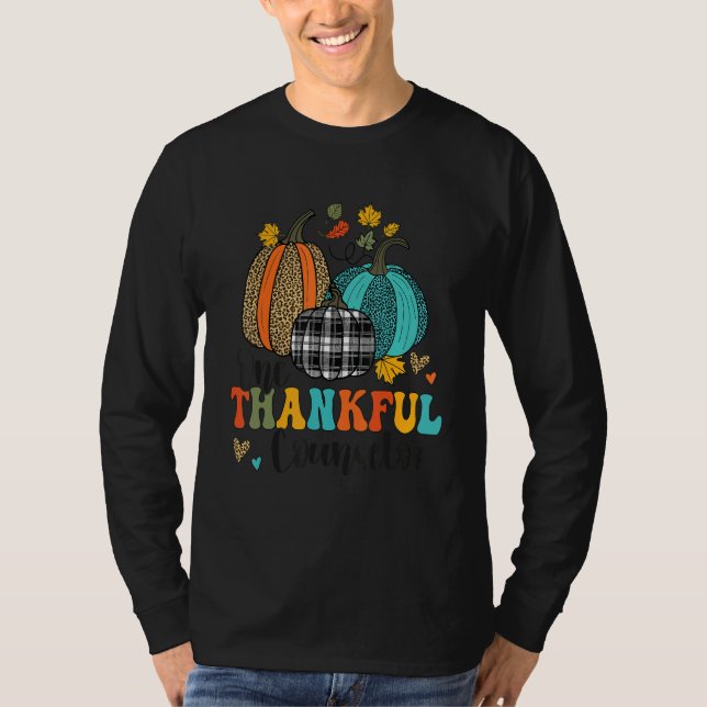 T-shirt One Thankful Counselor School Pumpkins Thanksgivin (Devant)