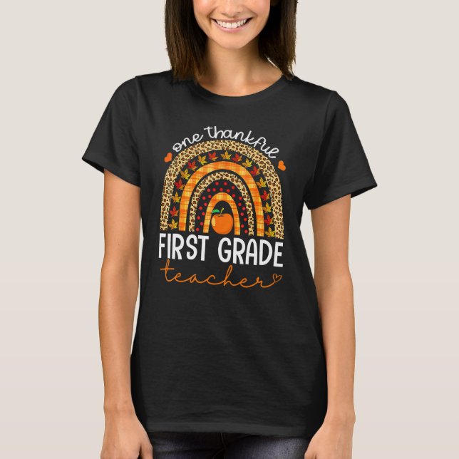 T-shirt One Thankful First Grade Teacher Thanksgiving Rain (Devant)