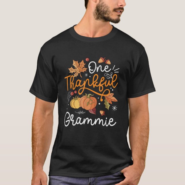 T-shirt One Thankful Grammie Happy Thaksgiving Pumpkin Fal (Devant)