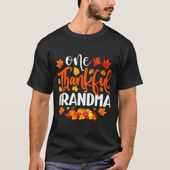 T-shirt One Thankful Grandma Funny Fall Autumn Thanksgivin (Devant)