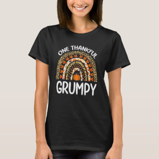 T-shirt One Thankful Grumpy Thanksgiving Rainbow Leopard F
