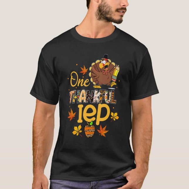 T-shirt One Thankful IEP Turkey Pilgrim Hat Thanksgiving (Devant)