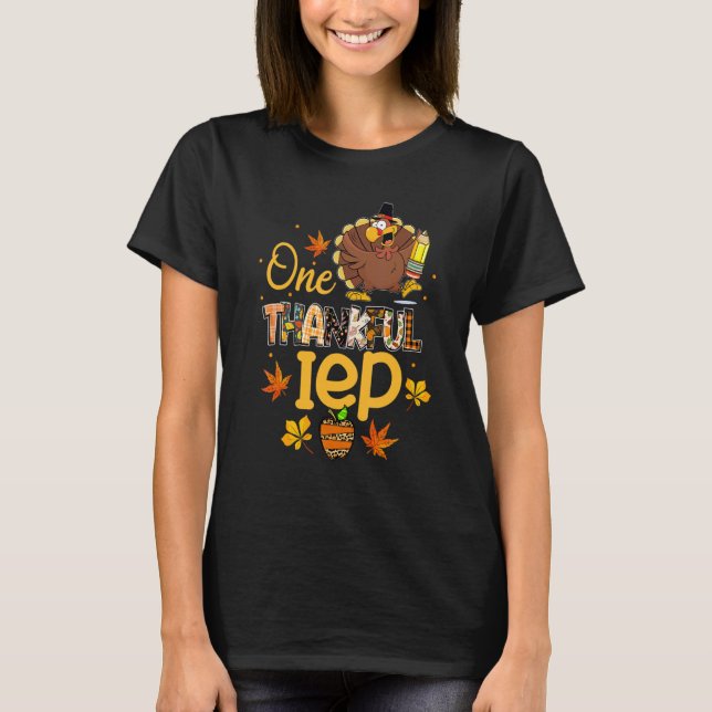 T-shirt One Thankful IEP Turkey Pilgrim Hat Thanksgiving (Devant)