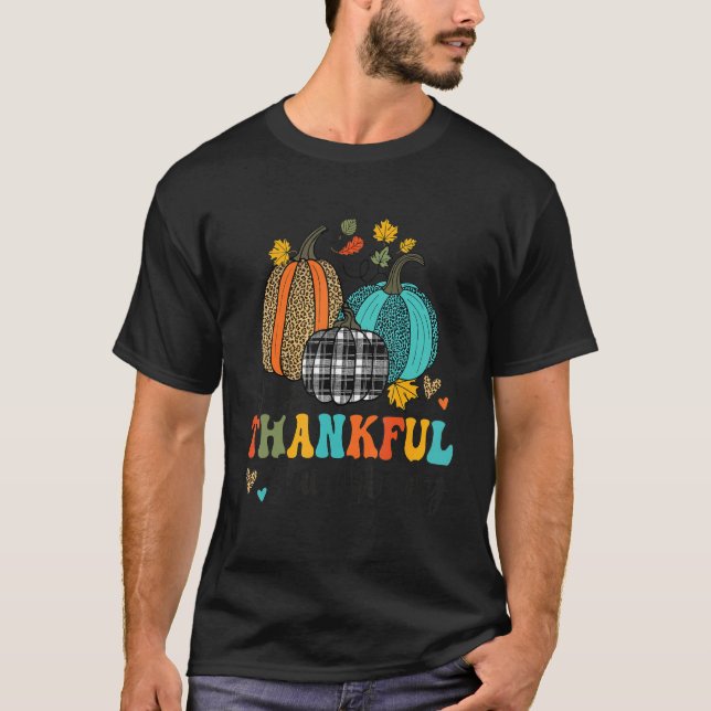 T-shirt One Thankful Lunch Lady School Pumpkins Thanksgivi (Devant)