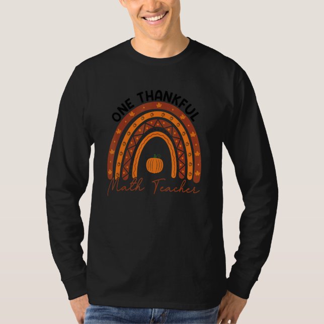 T-shirt One Thankful Math Teacher Rainbow Fall Thanksgivin (Devant)