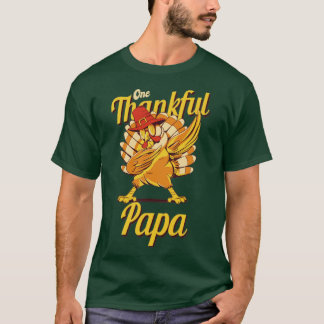 T-shirt One Thankful Papa Turkey Family Matching Funny Tha
