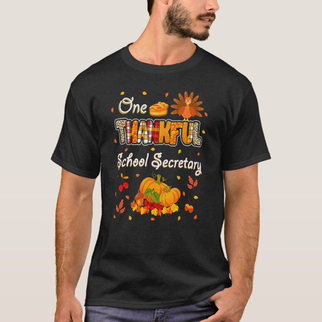 T-shirt One Thankful School Secretary Fall Autumn Thanksgi (Devant)