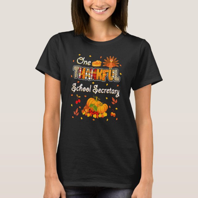 T-shirt One Thankful School Secretary Fall Autumn Thanksgi (Devant)