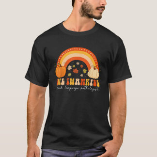 T-shirt One Thankful SLP Teacher Pumpkin Rainbow Fall Than