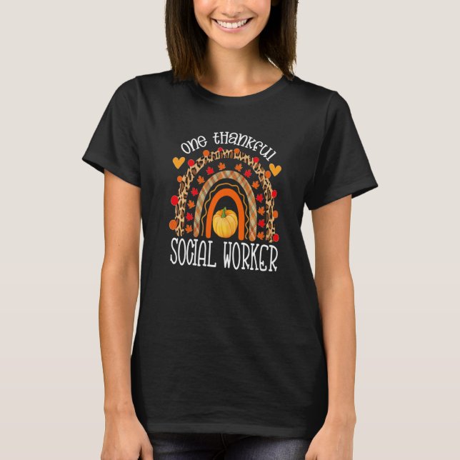 T-shirt One Thankful Social worker Thanksgiving Rainbow Le (Devant)