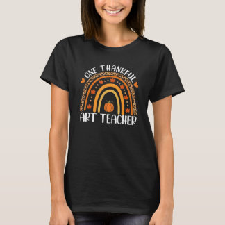 T-shirt One Thankful Teacher Rainbow Leopard Thanksgiving 