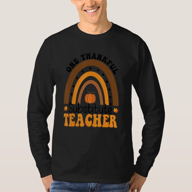 T-shirt One Thankful Teacher Thanksgiving Substitute Teach (Devant)