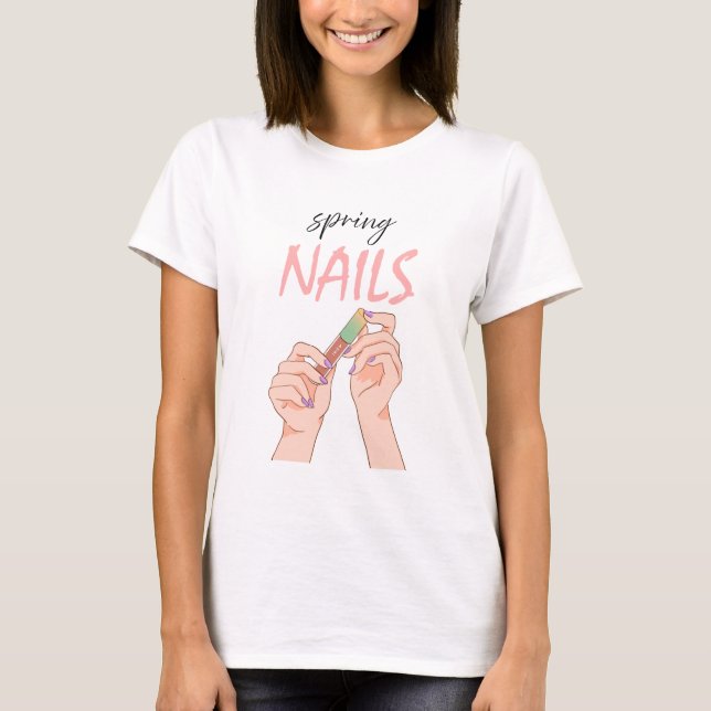 T-shirt Ongles de printemps – Style brillant (Devant)