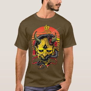 T-shirt Oni Masque Demon Jaune Japonais Premium 901