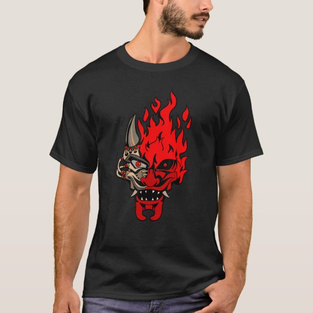 T-shirt OniCyborg Cyberpunk Oni Samurai Evil Maskman Cool (Devant)