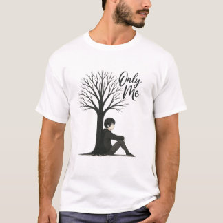T-shirt Only Me Aesthetic Anime Sad Boy Under Tree Artwork