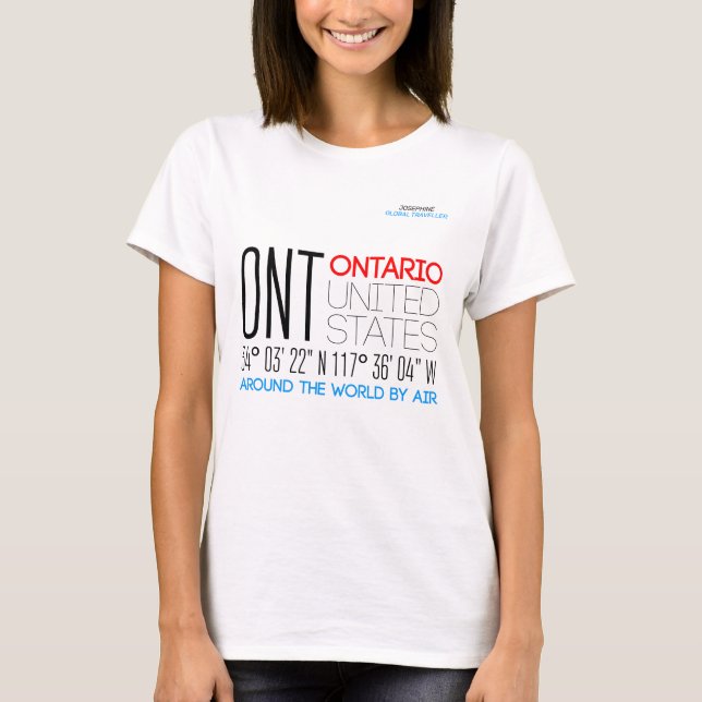 T-shirt Ontario, États-Unis Text Art (Devant)