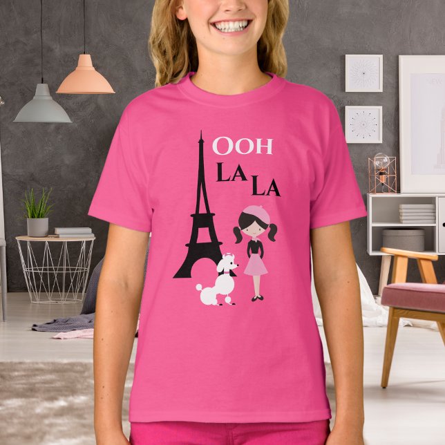 T-shirt Ooh La Tour Eiffel, Poodle et Girl (Créateur téléchargé)