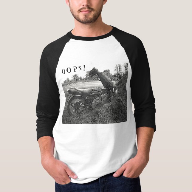 T-SHIRT "OOPS !" ACCIDENT HUMOUR/FAKE MOTORBIKE (Devant)