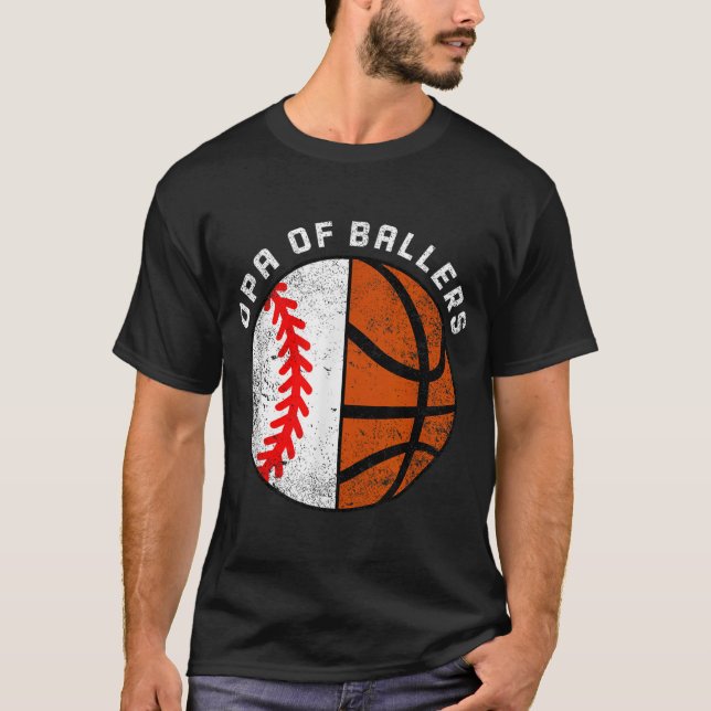 T-shirt Opa De Ballers Amusants Baseball De Basket-Ball Gr (Devant)