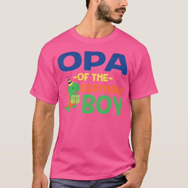 T-shirt Opa De L'Anniversaire Pour Garçon Saurus Rex Dinos (Devant)
