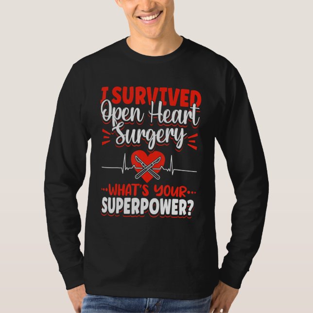T-shirt Open Heart Surgery Bypass Awareness Heart I Surviv (Devant)