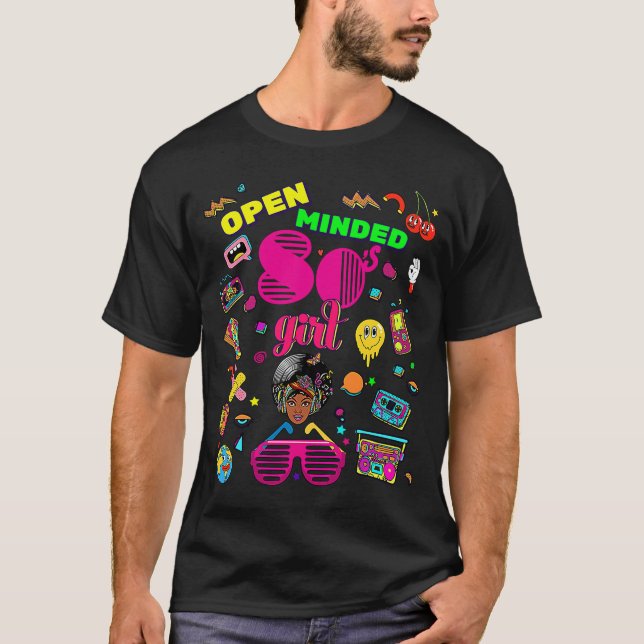 T-shirt Open Minded 80's mignonnes filles Cool Retro Retou (Devant)